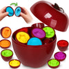NAODONGLI Apple Toys,Montessori Geometric Shape Sorter Toys for Toddlers 1-3,Early Educational Learning Color Sorting & Fine Mot