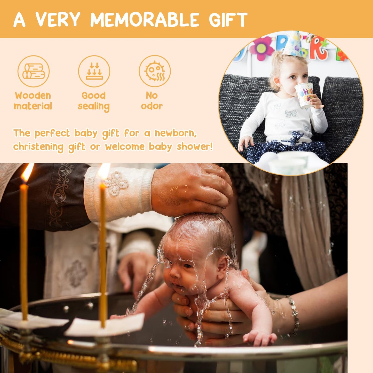 Thootyriaf Wooden Baby Fetal Hair/Umbilical Cord Memorial Box - Carved Memorial Box For Newborn Christening - Baby Gift (2Pcs)