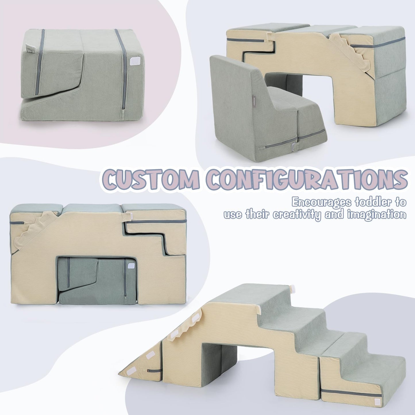 Asweets 4 In 1 Foam Climbing Blocks For Toddlers, Indoor Soft Climb And Crawl Play Climbing Toys For Creativity & Imagination, (