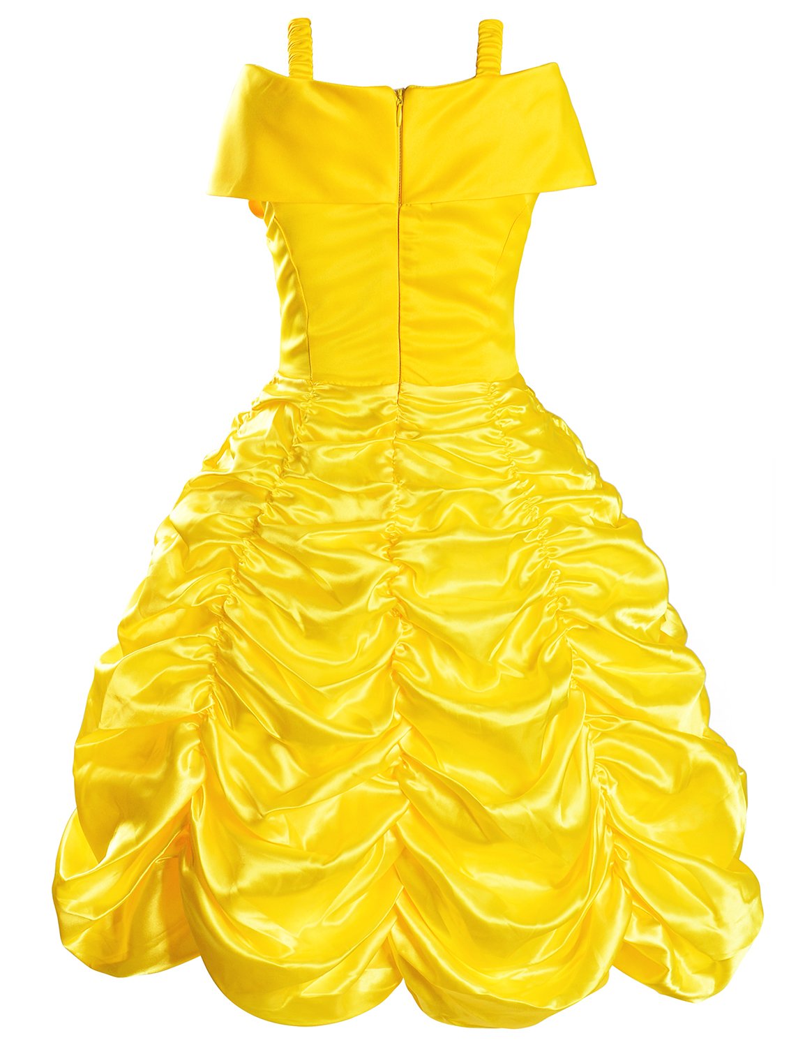 Princess Costume For Girls Birthday Party Fancy Dress Up With Accessories(Crown+Wand+Earrings+Gloves) 4-5 Years Yellow