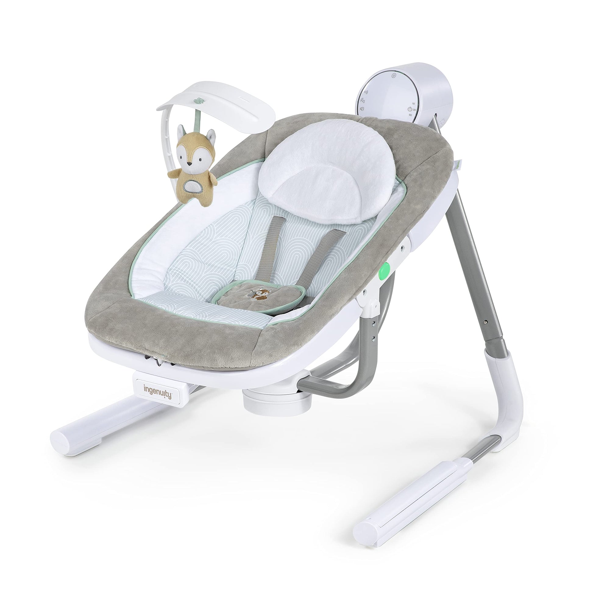 Ingenuity Anyway Sway 5-Speed Multi-Direction Portable Foldable Baby Swing & Infant Seat With Vibrations, Nature Sounds, 0-9 Mon