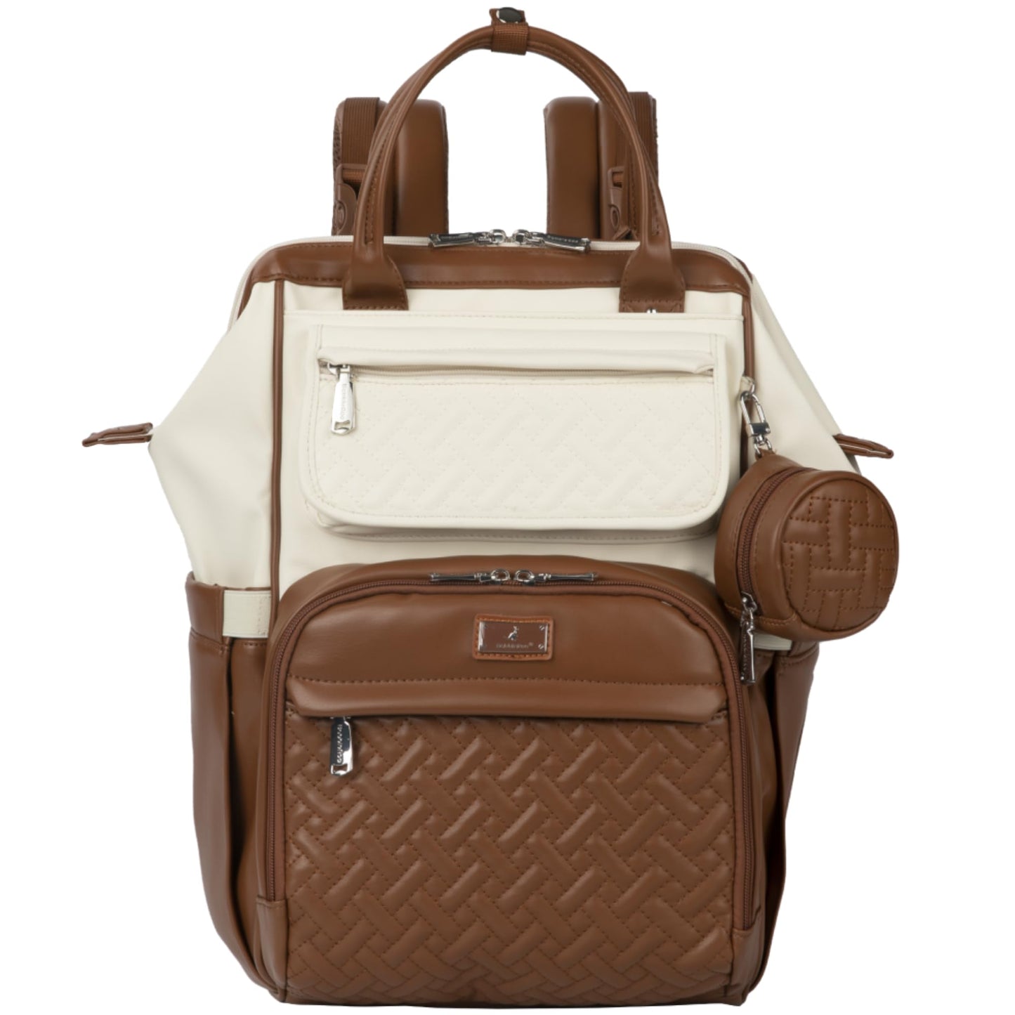BabbleRoo Leather Diaper Bag Backpack, Multifunction Large Bags with Changing Pad & Stroller Straps & Pacifier Case, Unisex Styl