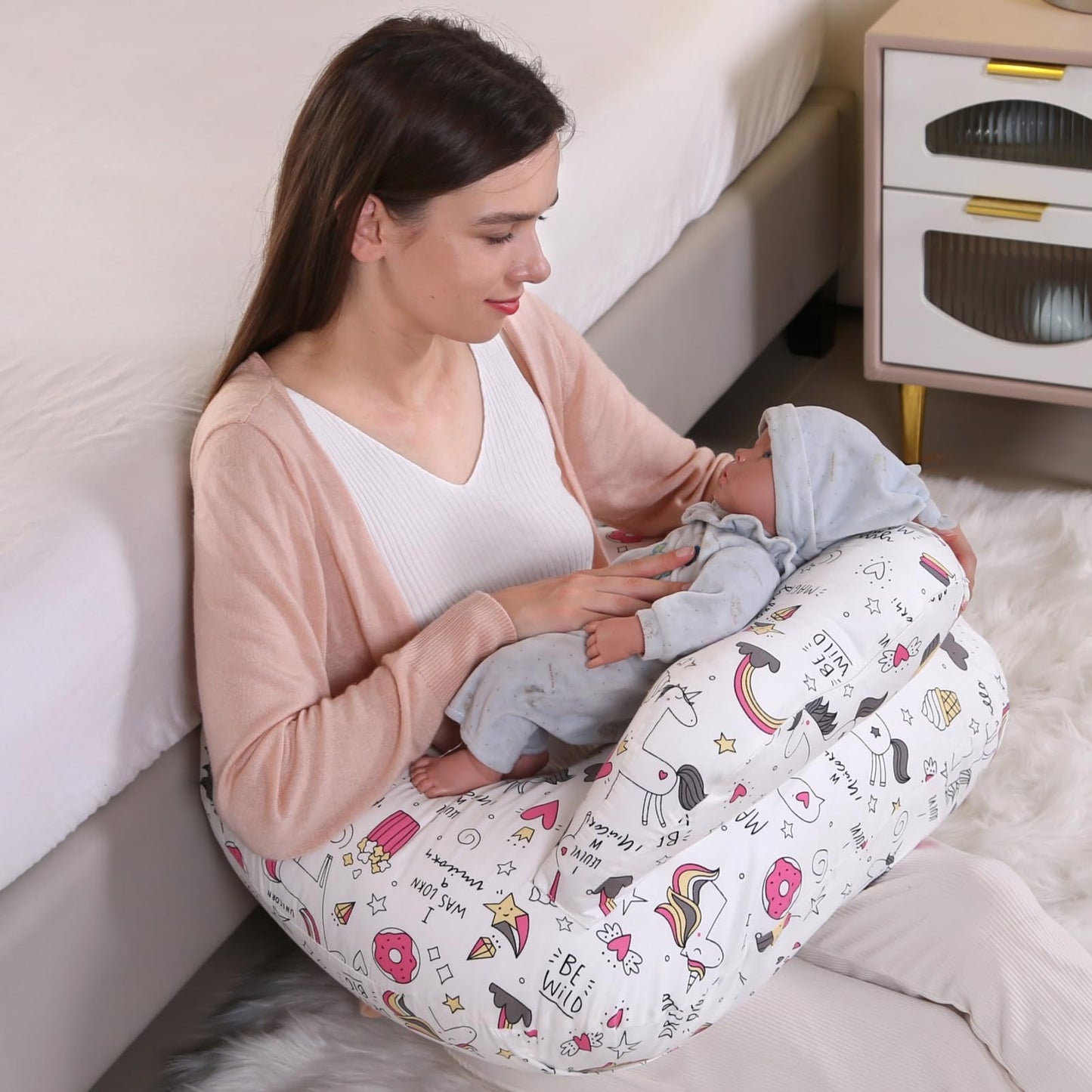 Battop Nursing Pillow For Breastfeeding,With Removable Covers,Plussize Breastfeeding Pillows For Mom,Bottle Feeding,Extra Pillow