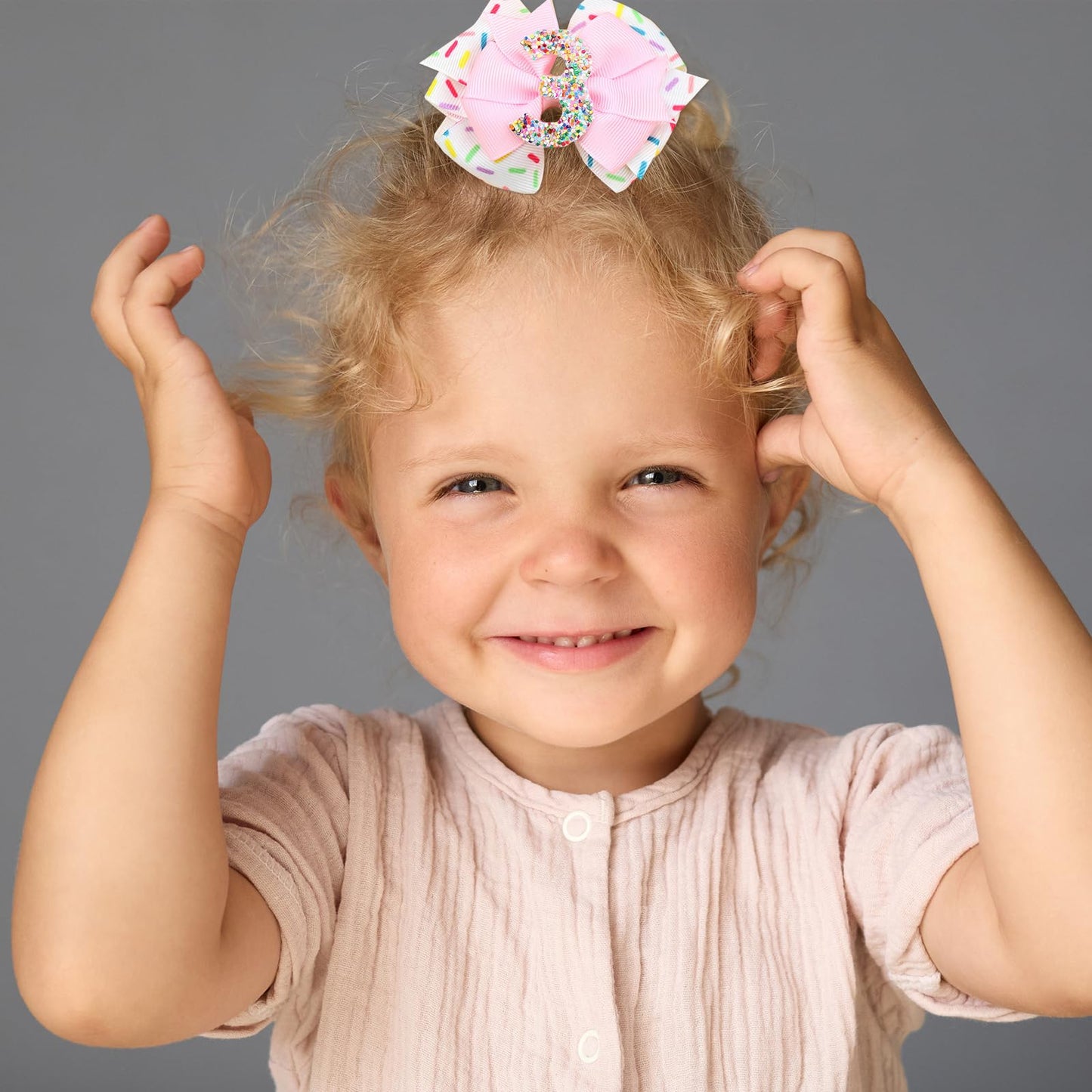 2Pcs Hair Clip, Pink Bow Hair Clips For Baby Girls 3Rd Birthday Party Decorations