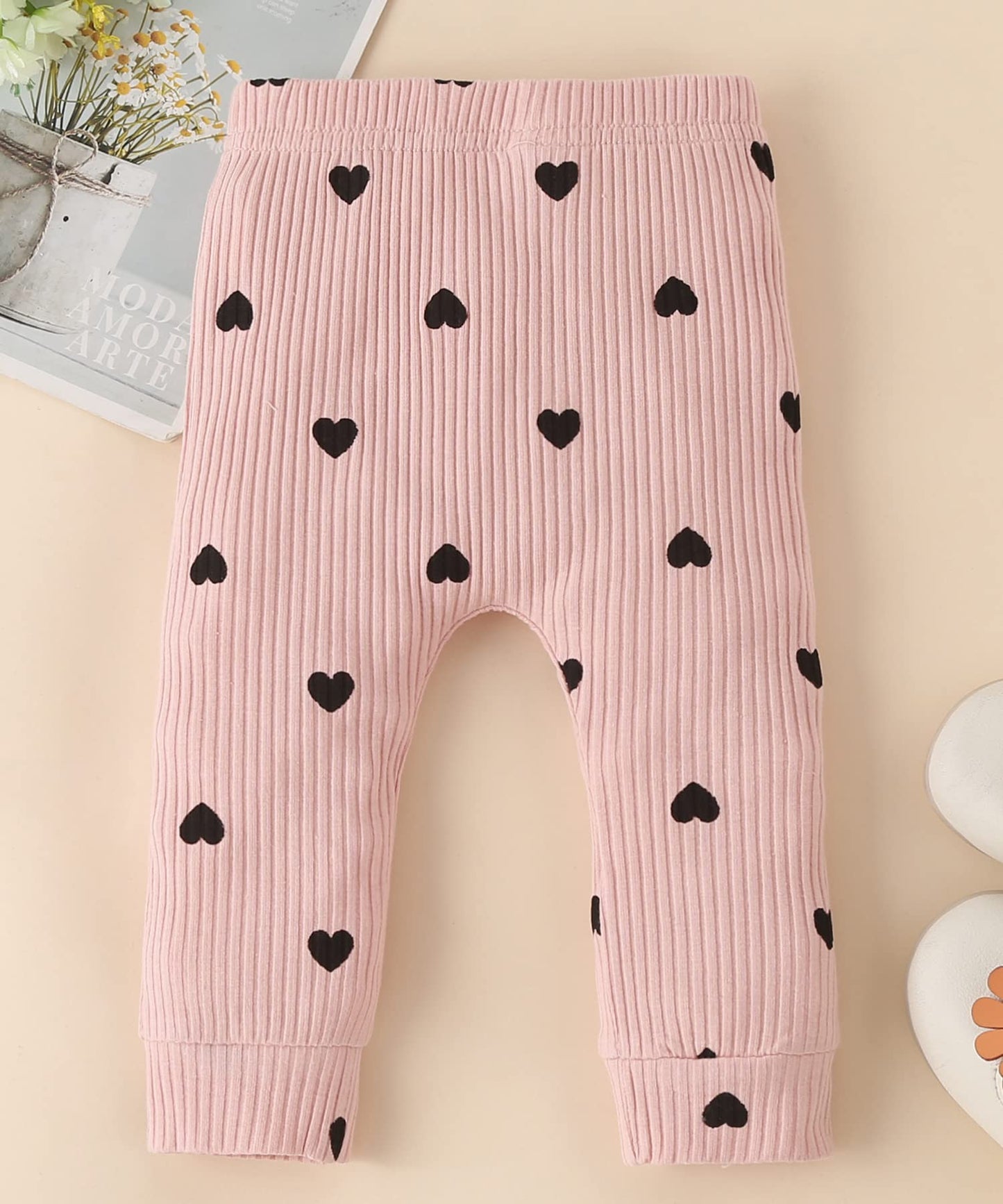 Fullfamous Infant Baby Girl Clothes Outfits,Spring Summer Romper And Pant Set 9-12 Months Pink Heart