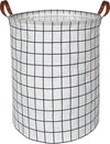 Clocor Collapsible Round Laundry Hamper/Large Storage Basket/Toys Bin/Boys And Girls Hamper/Room Decor (White Check)