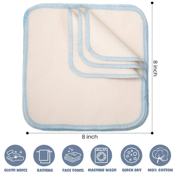 Mimorou 45 Pcs Flannel Cloth Baby Wipes Reusable Baby Diapers Wipes Washable Natural Unbleached Baby Face Wipes Soft And Sturdy
