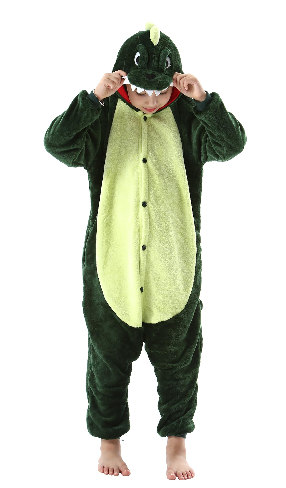 CuteOn Dinosaur Onesie Kids Animal Pajamas for Boys Girls Halloween Christmas Costume Height for 110cm