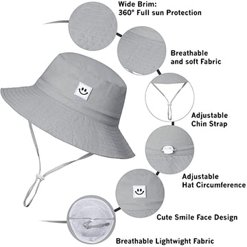 Baby Sun Hat Beach Bucket Hat For 6-24 Months 2Pack