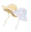 Dasmini Baby & Toddler Wide Brim Sun Hats Upf 50+ Sun Protection Bucket Cap Cute Adjustable Hat(White+Yellow,6-24M)