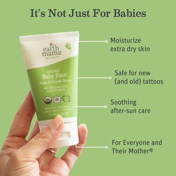Earth Mama Organic Baby Face Nose & Cheek Balm | Moisturizer With Calendula Oil For Dry Skin Care, Natural Petroleum Jelly Alter
