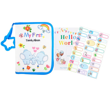 Buviagem Baby Soft Cloth Album; Babys My First Photo Book For Family Memery With Safe Mirror Holds 17 Photos Kissing Elephant Fa