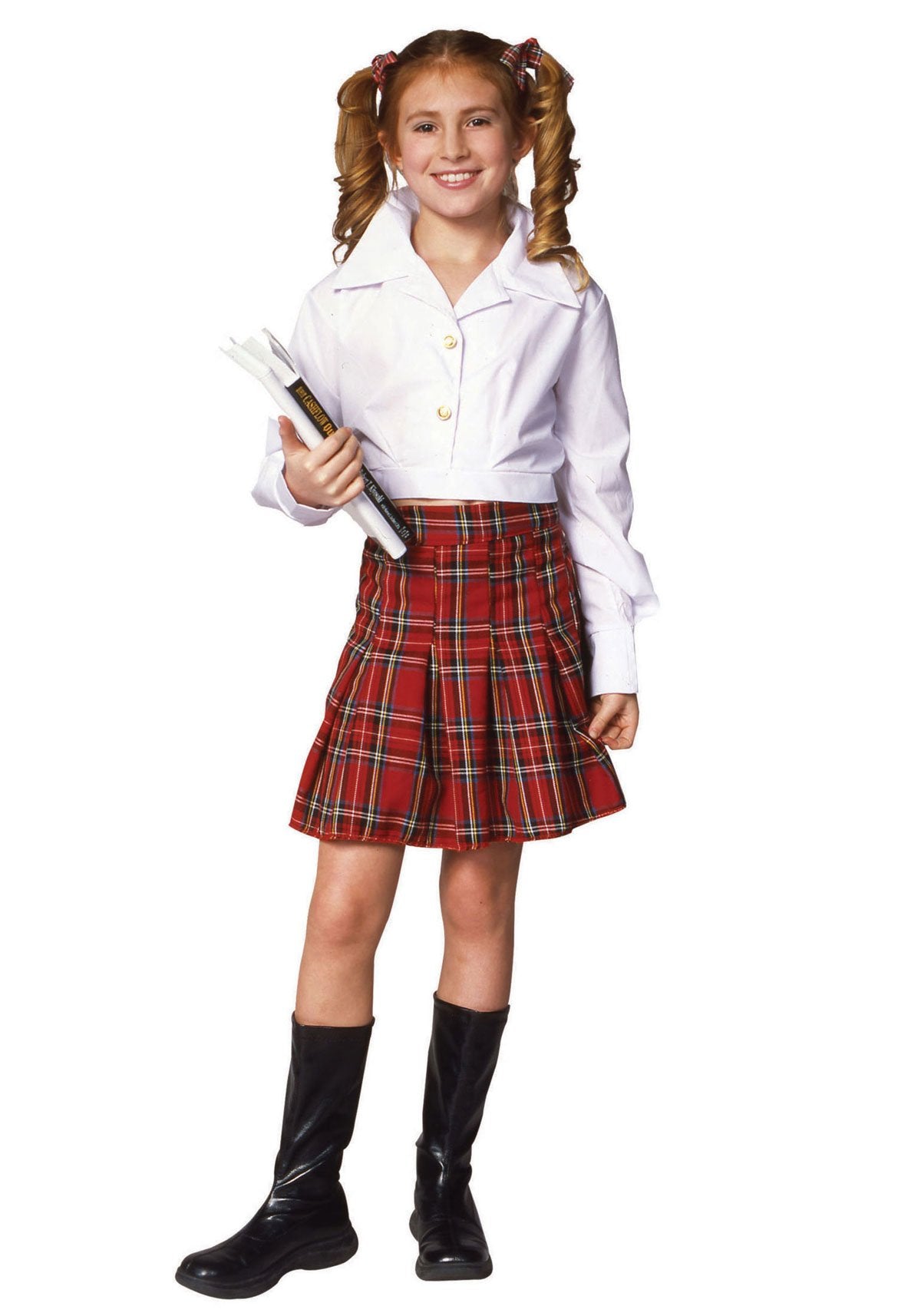 School Girl Top & Skirt Child Costume White And Red