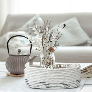 Small Baskets For Gifts Empty Cute Decorative Basket For Gifts White Woven Gift Basket With Handle Boho Decor For Bathroom Shelv