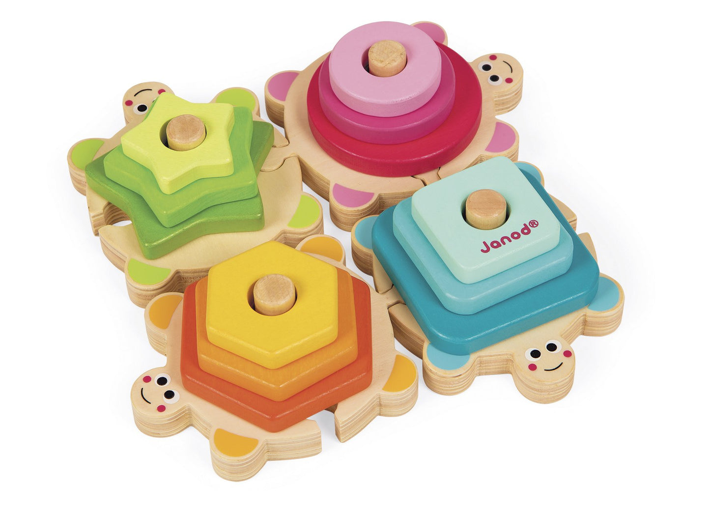 Janod I Wood Stackable Turtles - 12 Pieces - Ages 18 Months + - J05337