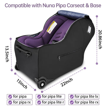 Yorepek Carseat Bags For Air Travel With Wheels Fit For Doona Car Seat Without Base, Fit For Nuna Pipa Car Seat And Base, Infant