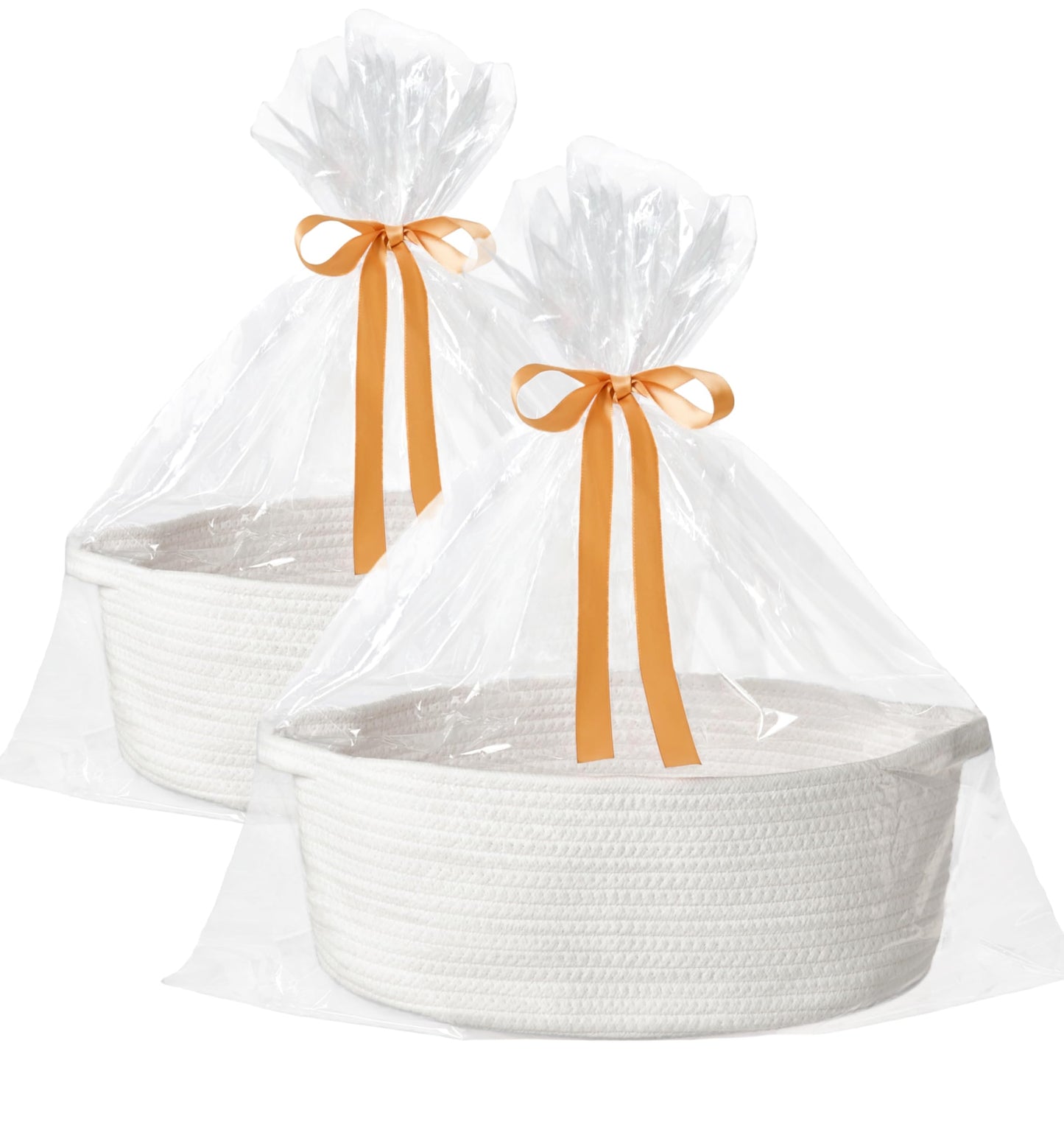 Kodomoore Large Woven Gift Basket Empty with Bag & Ribbon - Gifts for Mom, Baby Shower, Birthdays & Raffle - Cotton Rope Storage