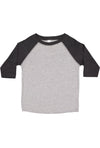 Rabbit Skins Toddler Fine Jersey Raglan 3/4 Sleeve Baseball Tee, Vintage Heather/Vintage Smoke, 2T