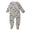 Honestbaby Baby Celebration Sleep & Play Footed One-Piece Pajama Sleeper 100% Organic Cotton, Racing Rabbits, 0-3 Months