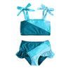 Younger Tree Toddler Girls Two Pieces Swimsuit Color Block Stripe Swimwear Summer Beach Bathing Suit (Blue 12-24 Months)