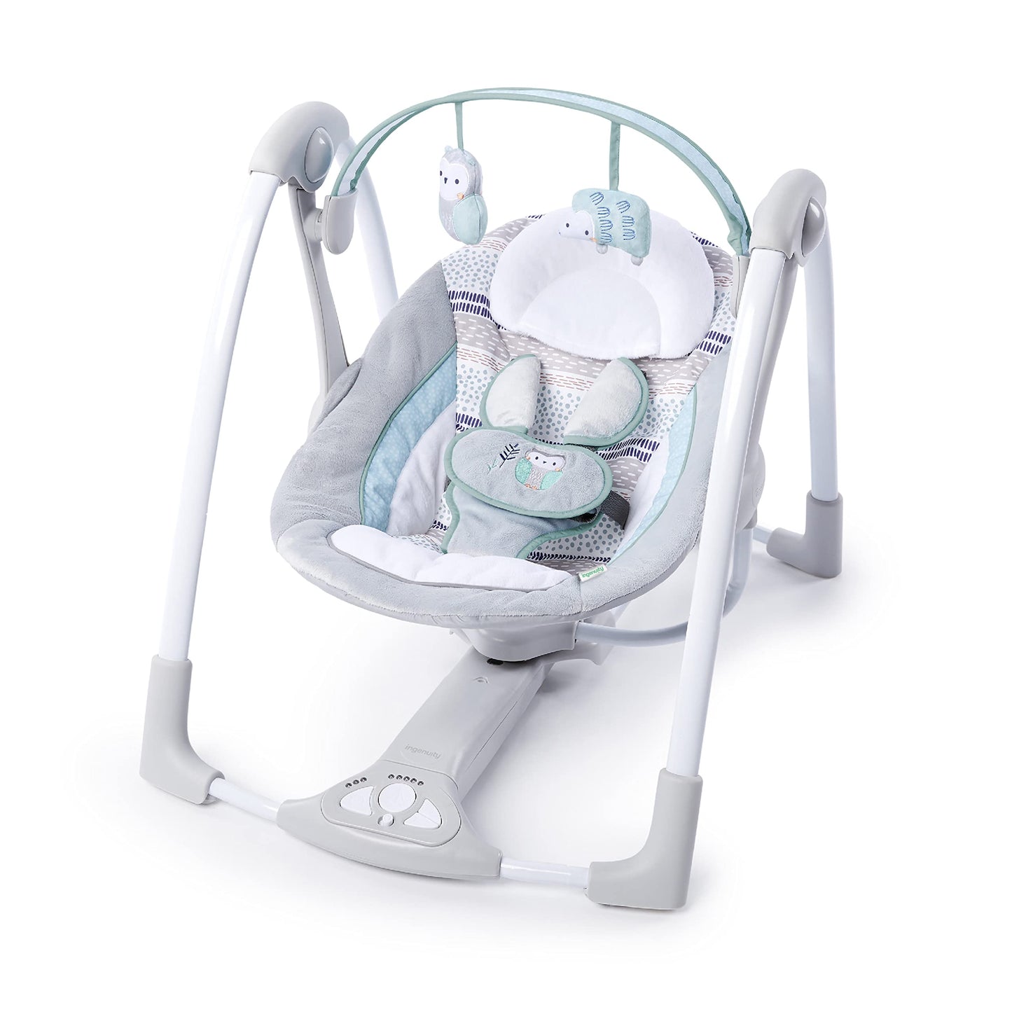 Ingenuity Compact Lightweight Portable Baby Swing With Music, Nature Sounds And Battery-Saving Technology - Abernathy, 0-9 Month
