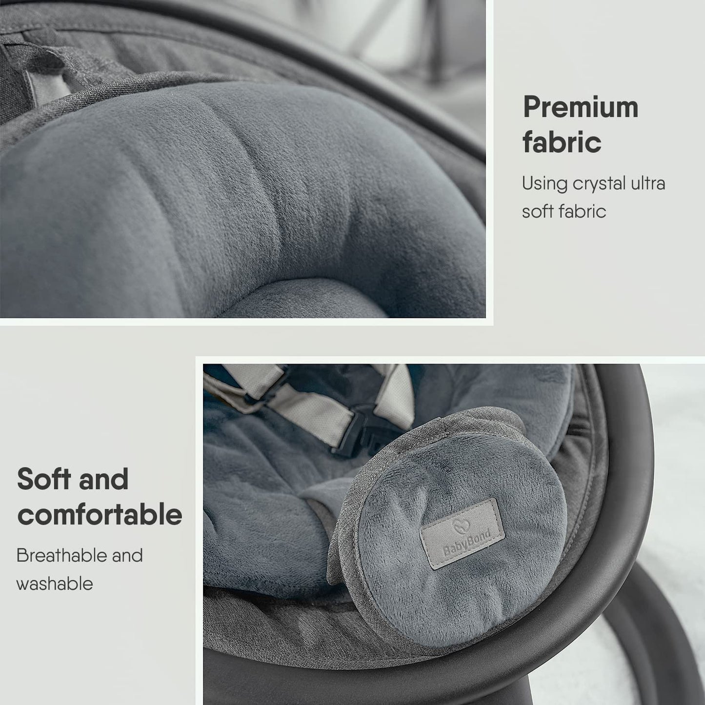 Babybond Baby Swings For Infants, Bluetooth Infant Swing With Music Speaker, 3 Seat Positions, 5 Point Harness Belt, 5 Speeds An