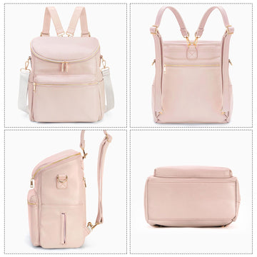 Minsong Diaper Bag Backpack, Fashion Leather Mommy Backpacks, Travel Baby Diaper Bags With In Bag Organizer And Changing Pad (Pi