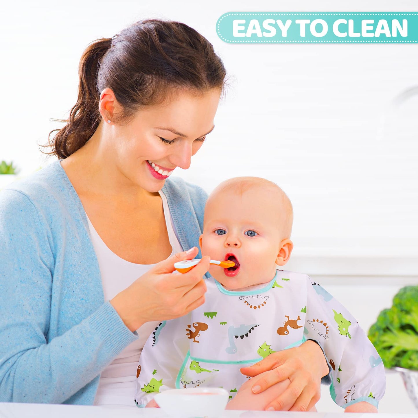Tarpop 10 Pack Long Sleeve Bibs For Babies Waterproof Soft Sleeved Bibs For Babies Toddler Eating Feeding(6-24 Months)