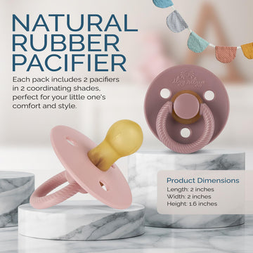Itzy Ritzy Natural Rubber Pacifiers, Set Of 2 - Natural Rubber Newborn Pacifiers With Cherry-Shaped Nipple & Large Air Holes For