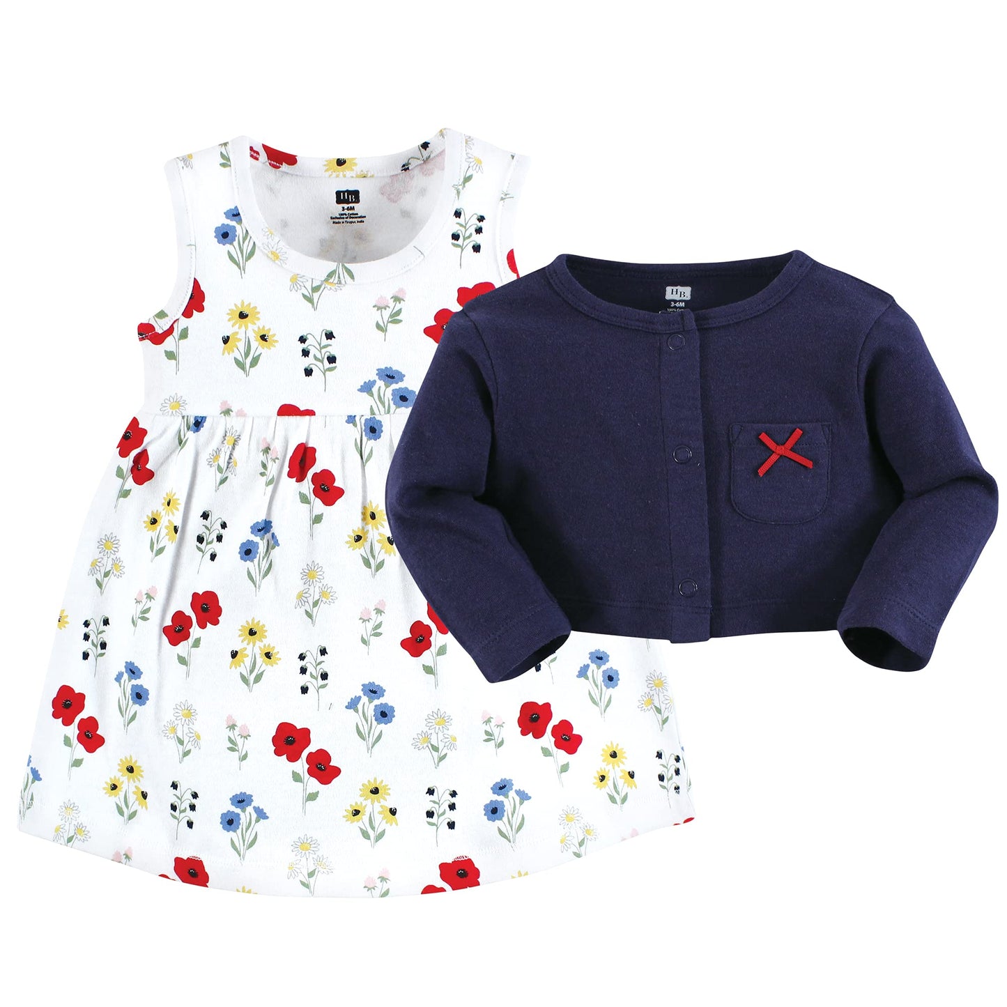 Hudson Baby Baby Girls Cotton And Cardigan Set Casual Dress, Wildflower, 5T Us