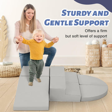 Todiby 6-Piece Soft Pu Leather Toddlers Climbing Toys, Baby Foam Climbing Blocks For Kids 3, Baby Climbing Structures Play Gym F