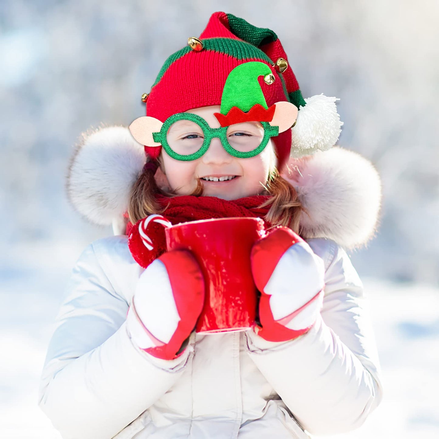 Hikkcos Christmas Elf Knitted Hat For Baby Christmas Elf Hat For Kids Elf Beanie Xmas Winter Warm Santa Hat Fit 1 To 6 Years Old