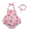 China Rose 50'S Floral Ruffles Rompers Backless Dress Bathing Suit Swimwear (0-12 Months,Pink)