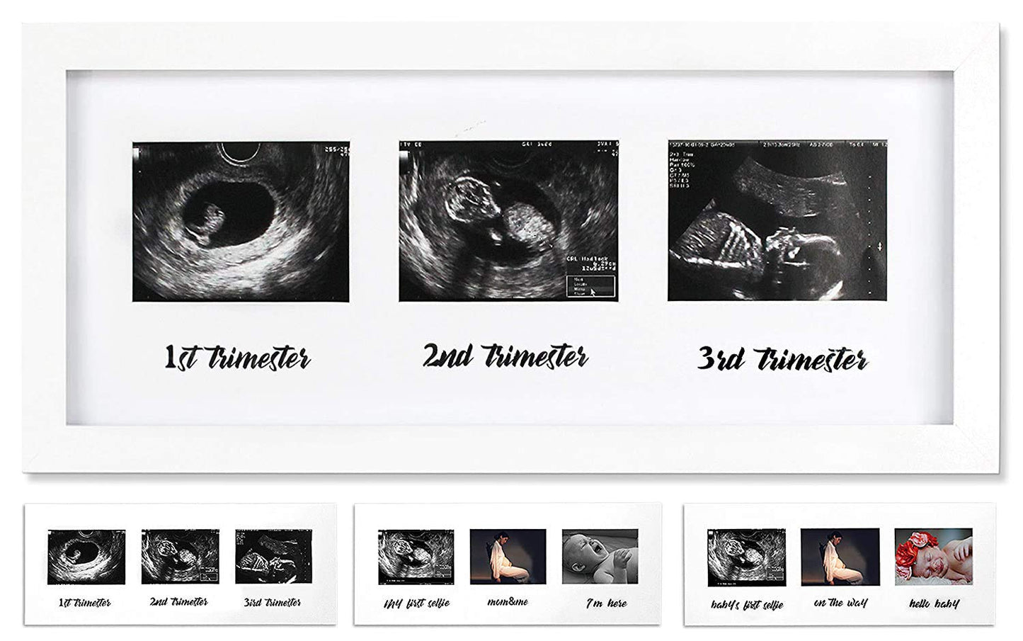 IHEIPYE Triple Sonogram Pregnancy Frame - Baby Ultrasound Picture Frame with Story for Expecting Parents, Baby Grow Through All