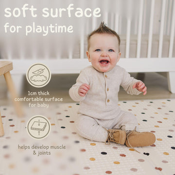 Baby Play Mat, Thick Foam Stars Design, Foldable Waterproof Mat For Crawling, Padded (79 X 59 Inches)