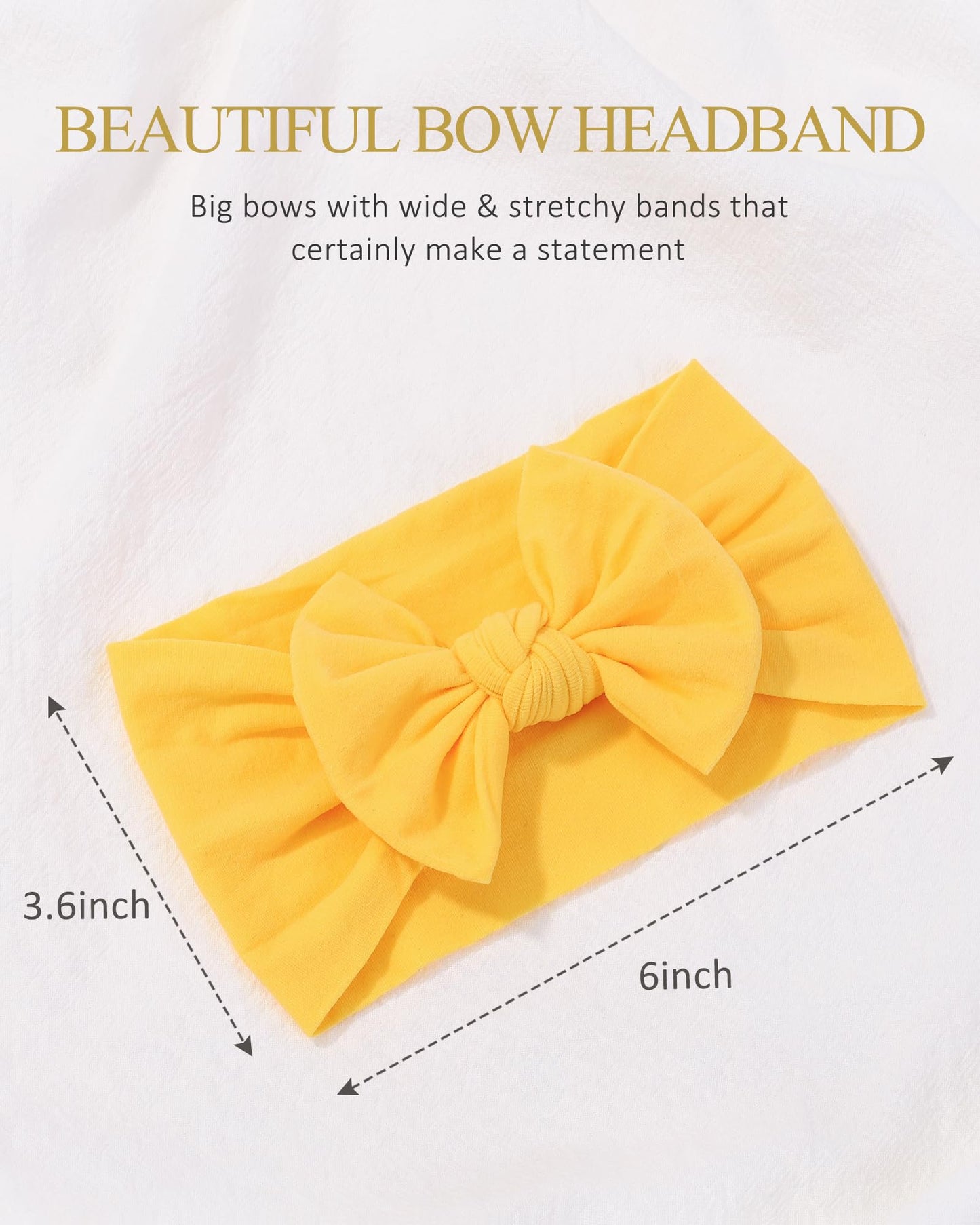Jollybows 12Pcs Baby Nylon Headbands With Bow Elastic Hairband For Girls Newborn Infant Toddlers Kids Hair Accessories- Soft Lig