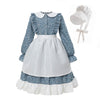 Nuoqi Prairie Dresses For Girls Pioneer Girl Laura Ingalls Wilder Costume With Apron Blue 6-7