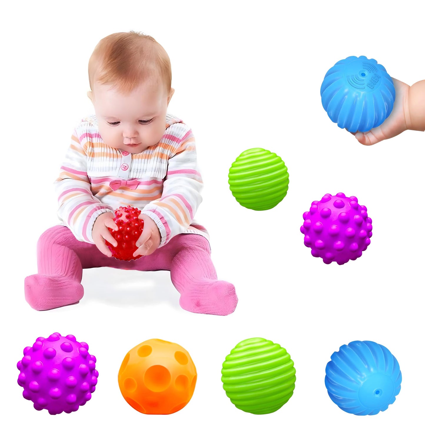 Montessori Toys for Babies 3 Months+, Baby Balls 3 to 12 Month for Babies & Toddlers 3M+, Textured Multi Ball Set Colorful & Sof