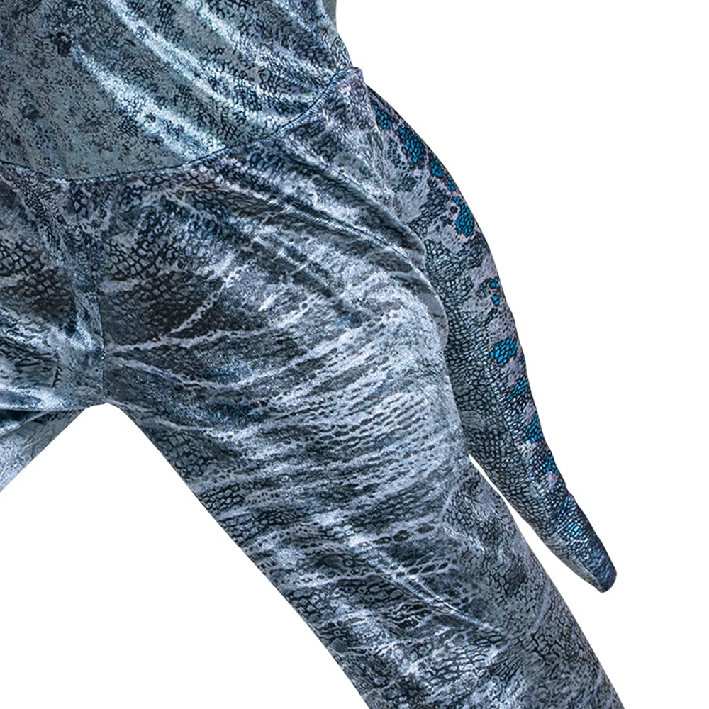 Jurassic World Blue Velociraptor Costume For Kids, Dinosaur Outfit With Headpiece And Detachable Tail, Kids Size Small (4-6)
