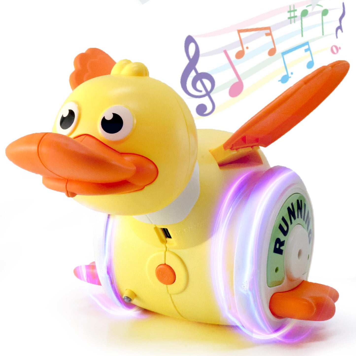 Sizobi Duck Toys for Toddlers 1-3, Tummy Time Crawling Toys for Babies 6-12 12-18 Months, Light Up Musical Dancing Walking Duck