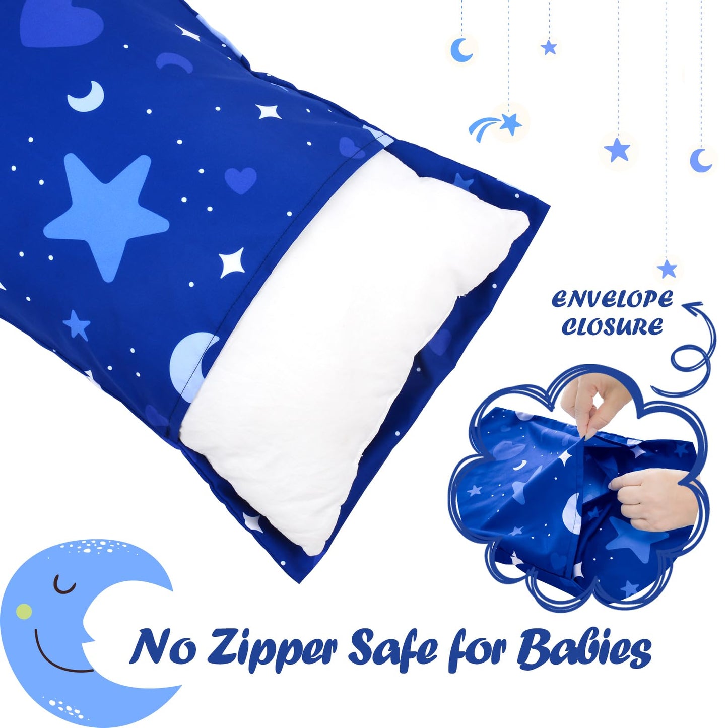 Uomny Toddler Pillowcases For Girls 13X18 12X16 14X19 Star Baby Pillow Case 2 Pack Small Pillow Covers For Travel Pillow Blue Wh