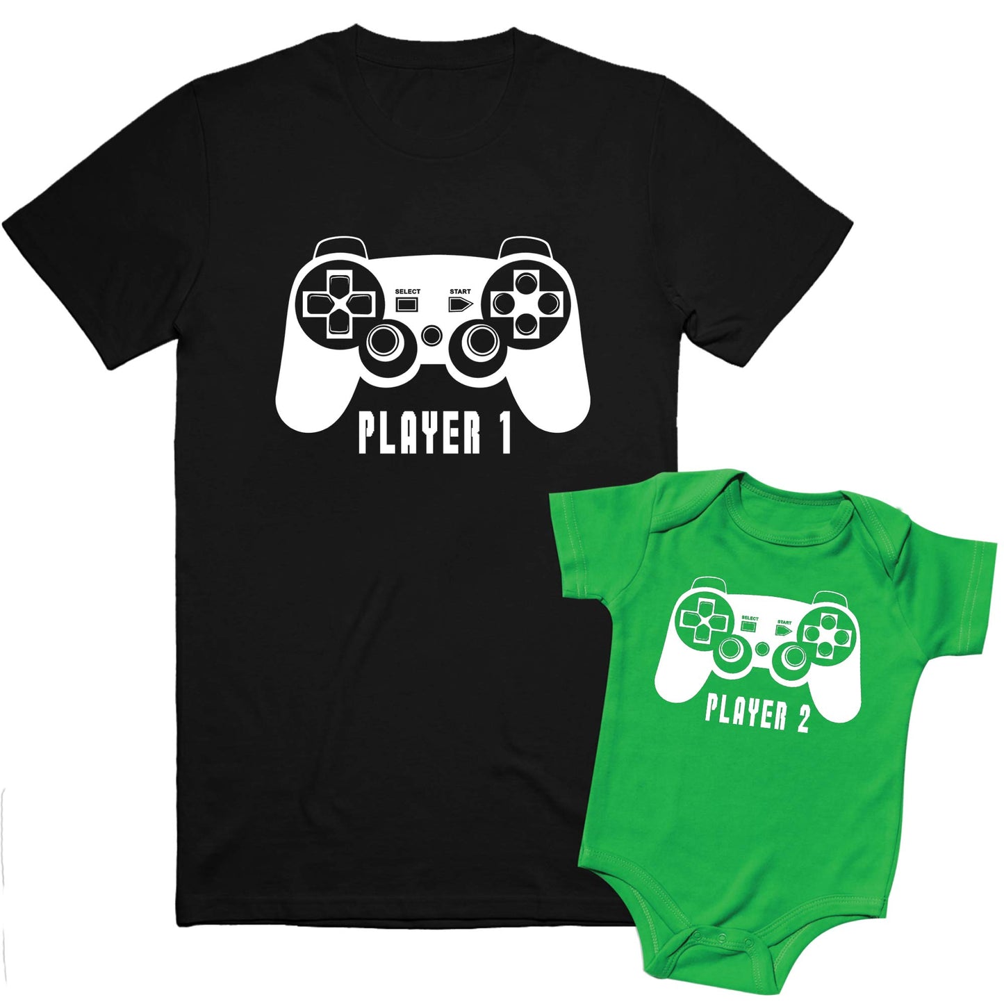 Texas Tees, Family Matching Outfits, Big Sister Little Sister Matching Outfits, Player 1, Player 2 - Black & Green