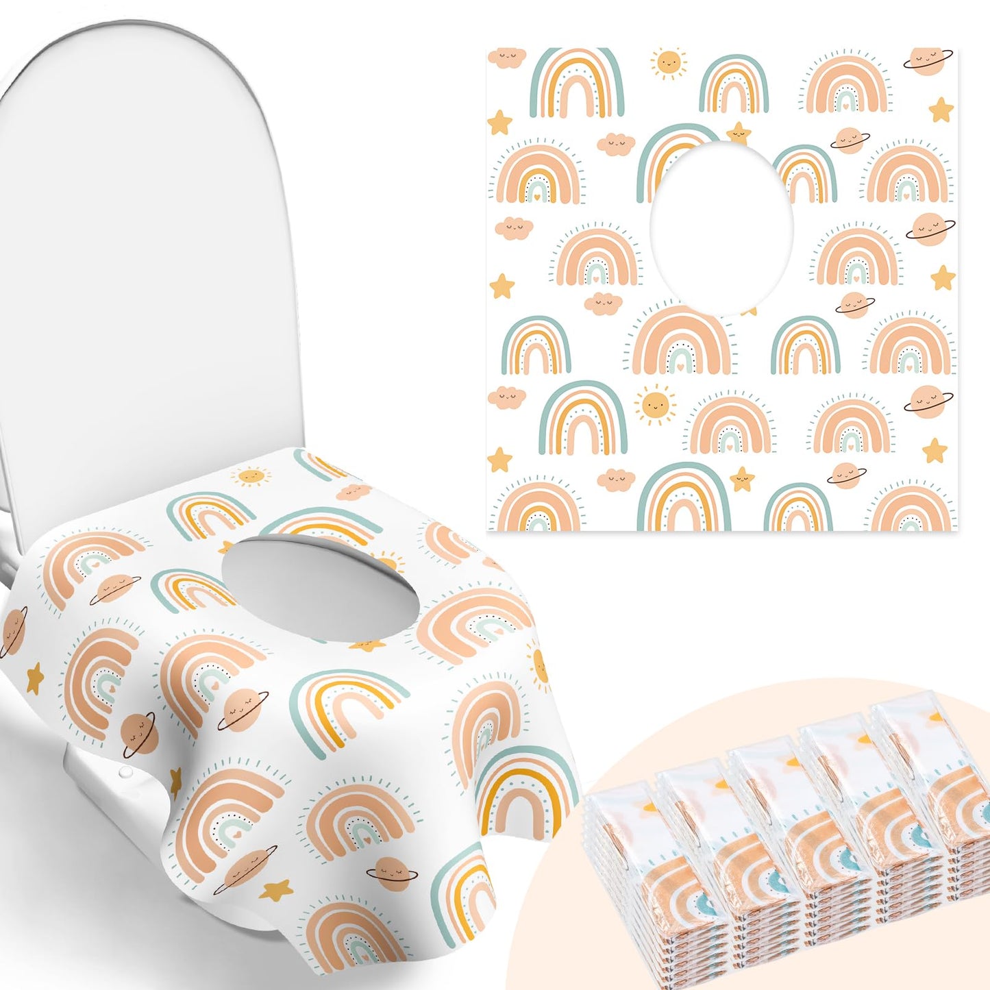 30 Pack Toilet Seat Covers Disposable, Individually Wrapped for Travel, Large Waterproof Potty Covers for Kids and Adults,Toddle