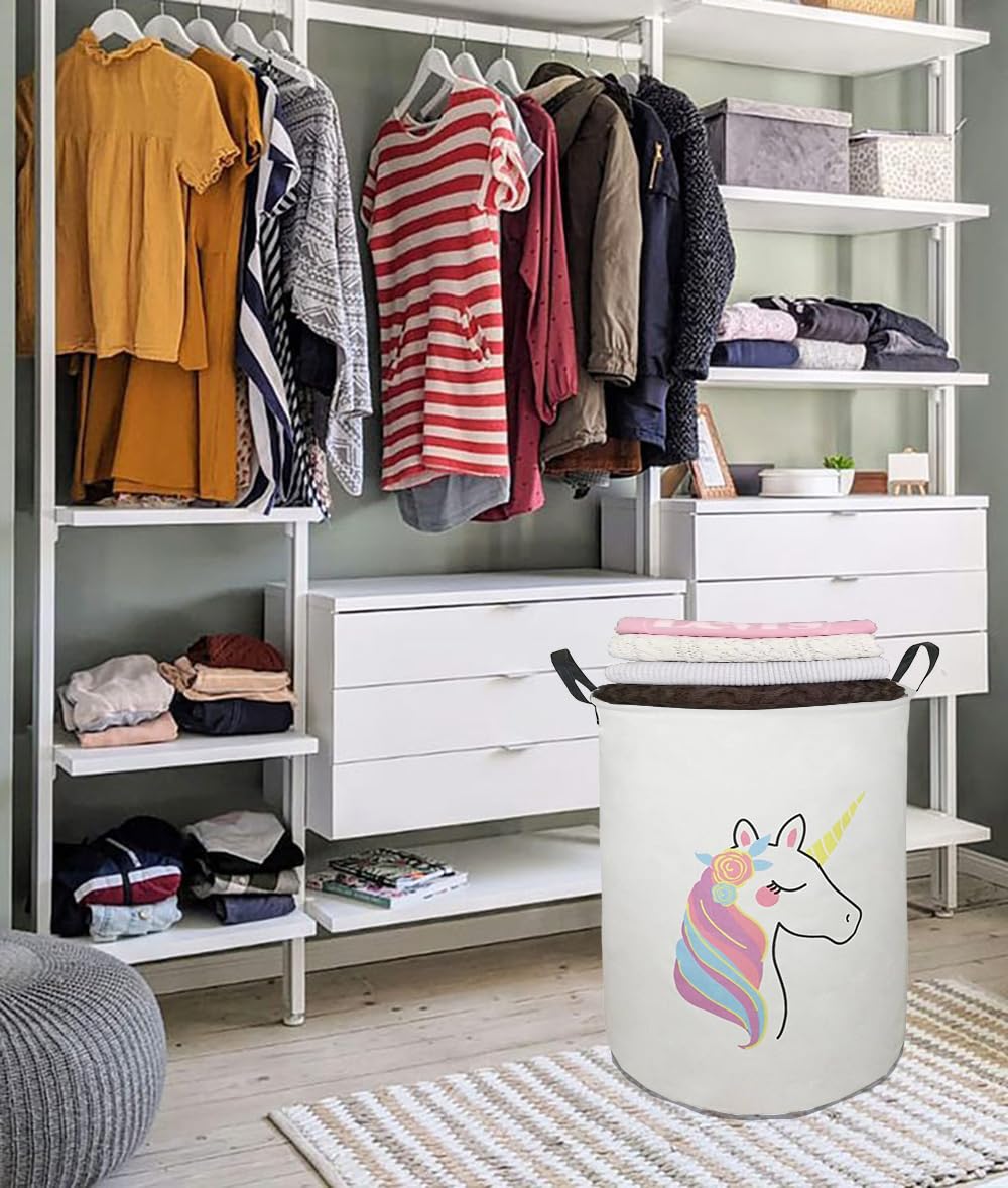 Acmuuni 19.7 ' Round Kids Laundry Clothes Hamper Laundry Basket With Handles,Baby Toys Storage Organizer Bins Laundry Gift Bask