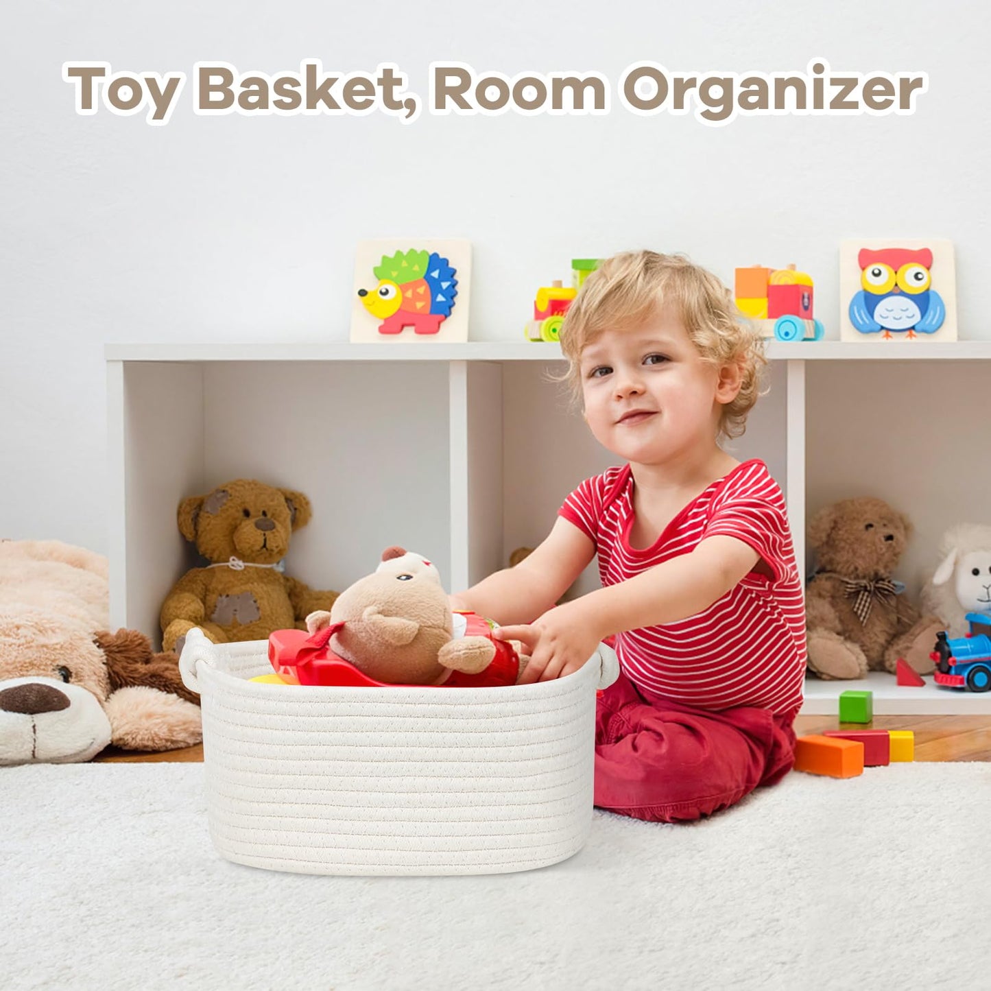 Small Rope Basket For Organizing, Gifting - Decorative Basket For Gifts Empty - Cute Woven Gift Basket - Dog Cat Toy Box - Toy O