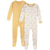 Gerber Unisex-Baby 2-Pack Footed Pajamas, Safari