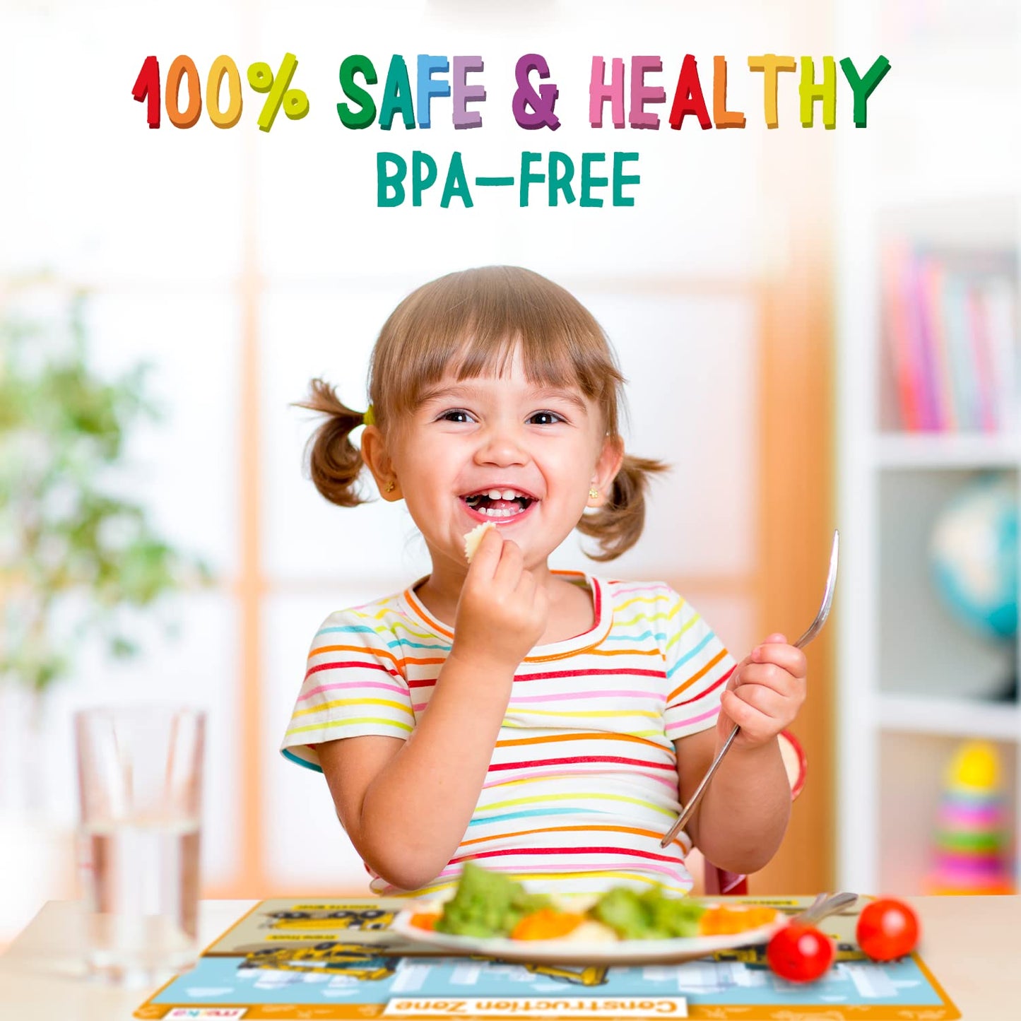 Merka Kids Placemat Educational Placemats For Toddlers Kids Placemats For Dining Table Set Of 4 Wipeable Silicone Transportation