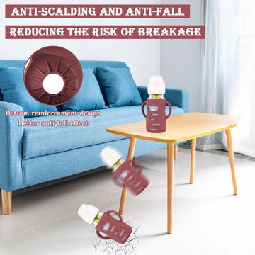 Huakener 4 Pack Silicone Sleeves With Handles For Dr Brown Baby Bottles, Anti Breakage Baby Bottles Holder, Compatible Dr Brown