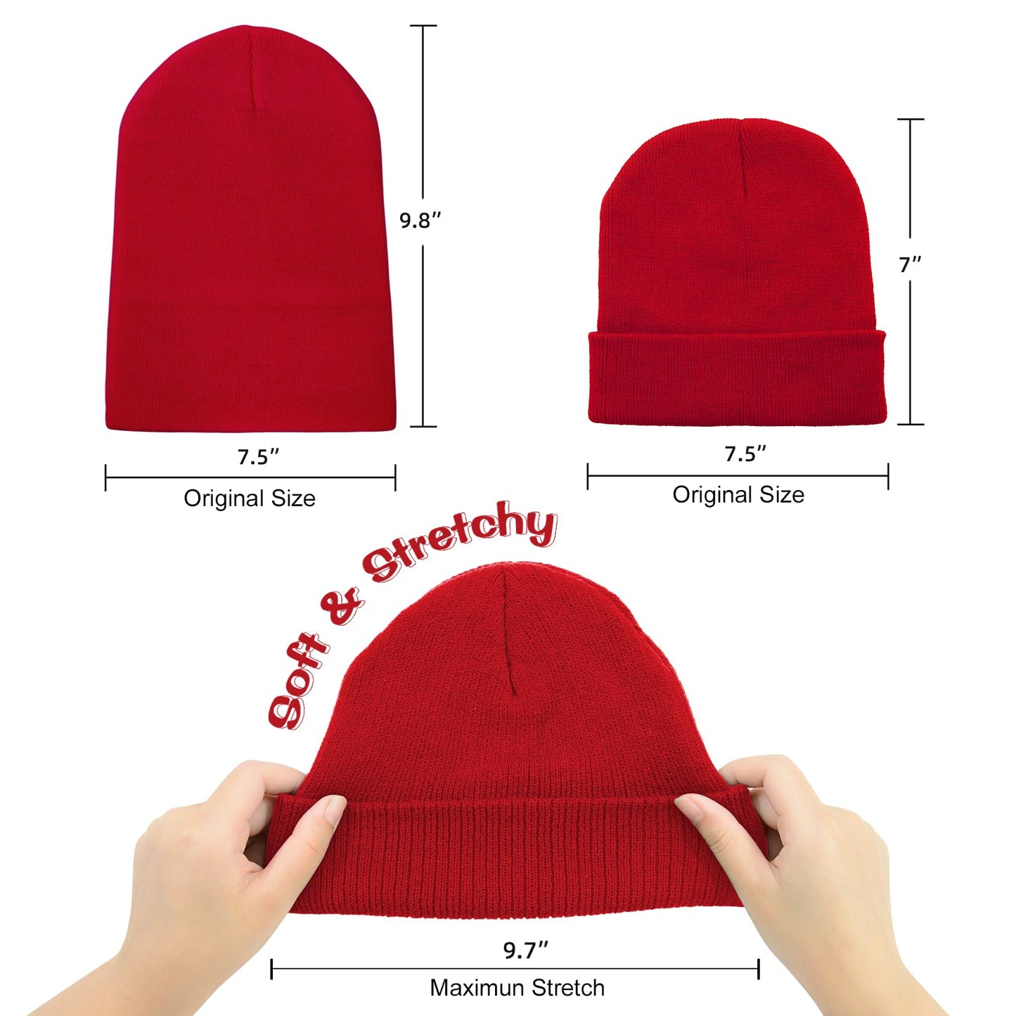 Century Star Kid'S Winter Warm Knit Hats Slouchy Baggy Beanie Hat Skull Cap For Boys Girls 1 Pack Red One Size