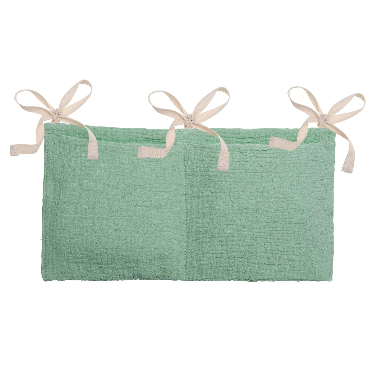 PATIKIL Bedside Hanging Bags, Cotton Milk Bottle BibStorage Bag 2 Pockets Nursery Organizer for Bed, Green